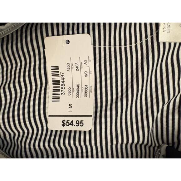 Christopher & Banks High Neck Stretch Full Zip Quilted Striped Vest Navy Small - Picture 3 of 6